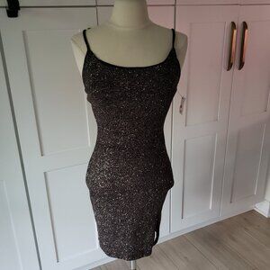 Lovely Day Akira Dress Womens S Black Silver Glitter